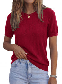 PRETTYGARDEN Women's 2026 Spring Short Sleeve Sweater Knit Going Out Tops Work Shirts Trendy Summer Business Casual Outfits