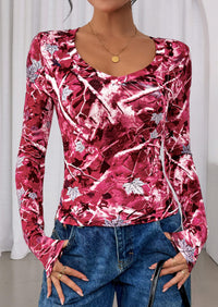 PRETTYGARDEN Womens Long Sleeve T Shirts Fall Trendy Deep V Neck Slim Fit Basic Crop Tops Casual Going Out Top