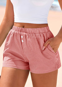BTFBM Striped Boxer Shorts for Women Summer Elastic Waist Y2k Vacation Beach Bottoms Lounge Sleep Pj Pajama Shorts