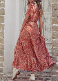 PRETTYGARDEN Women's Summer Maxi Dress Casual Wrap Floral Boho Short Sleeve V Neck Split Ruffle Beach Long Dresses