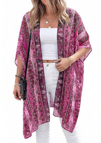 PRETTYGARDEN Summer Kimonos for Women Boho Floral Short Sleeve Kimono Cardigans Swimsuit Beach Cover Ups for Women Swimwear PRETTYGARDEN