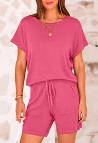 PRETTYGARDEN Two Piece Set for Women Summer Lounge Sets Shorts And Short Sleeve Tops Knitted Matching Travel Spring Outfits PRETTYGARDEN