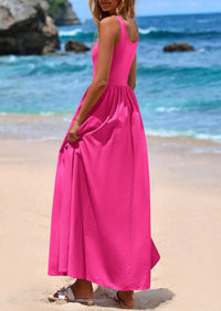 PRETTYGARDEN Womens Summer Casual Scoop Neck Sleeveless Long Dresses Tank Top Patchwork Aline Swing Maxi Dress with Pockets