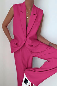 Sleeveless Suit Vest And Wide Leg Pants Business Casual Blazer Set