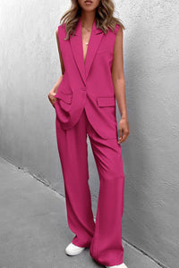 Sleeveless Suit Vest And Wide Leg Pants Business Casual Blazer Set