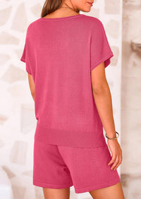 PRETTYGARDEN Two Piece Set for Women Summer Lounge Sets Shorts And Short Sleeve Tops Knitted Matching Travel Spring Outfits PRETTYGARDEN