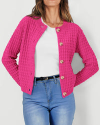 Knit Cardigan Long Sleeve Open Front Button Down Jacket