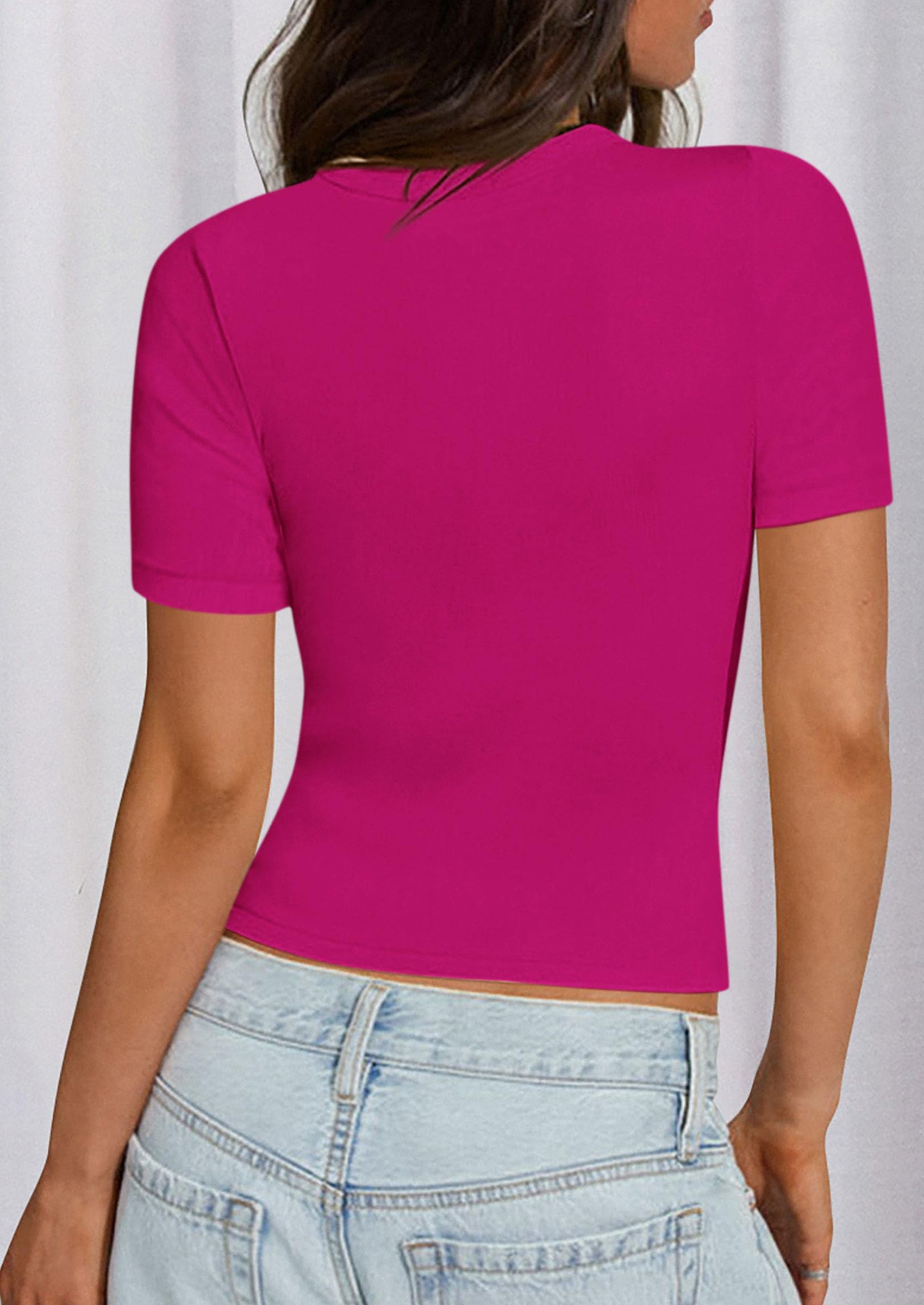 PRETTYGARDEN Women Summer Crew Neck Short Sleeve Tops Ribbed Knit Slim Fit Fashion Basic Tee Shirts Casual Going Out Top PRETTYGARDEN