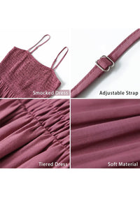 PRETTYGARDEN Women's Summer Maxi Dress Casual Boho Sleeveless Spaghetti Strap Smocked Tiered Long Beach Sundresses PRETTYGARDEN