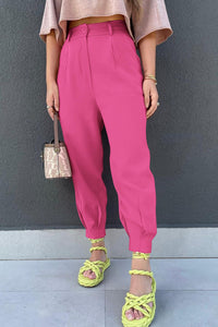 Summer High Waisted Ankle Length Trouser Slacks With Pockets