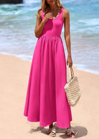 PRETTYGARDEN Womens Summer Casual Scoop Neck Sleeveless Long Dresses Tank Top Patchwork Aline Swing Maxi Dress with Pockets