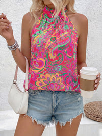 PRETTYGARDEN Halter Tops for Women Summer High Neck Boho Tank Top Sleeveless Beach Vacation Clothes Casual Blouse Shirts PRETTYGARDEN