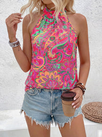 PRETTYGARDEN Halter Tops for Women Summer High Neck Boho Tank Top Sleeveless Beach Vacation Clothes Casual Blouse Shirts PRETTYGARDEN