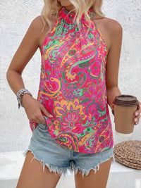 PRETTYGARDEN Halter Tops for Women Summer High Neck Boho Tank Top Sleeveless Beach Vacation Clothes Casual Blouse Shirts PRETTYGARDEN