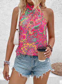 PRETTYGARDEN Halter Tops for Women Summer High Neck Boho Tank Top Sleeveless Beach Vacation Clothes Casual Blouse Shirts PRETTYGARDEN