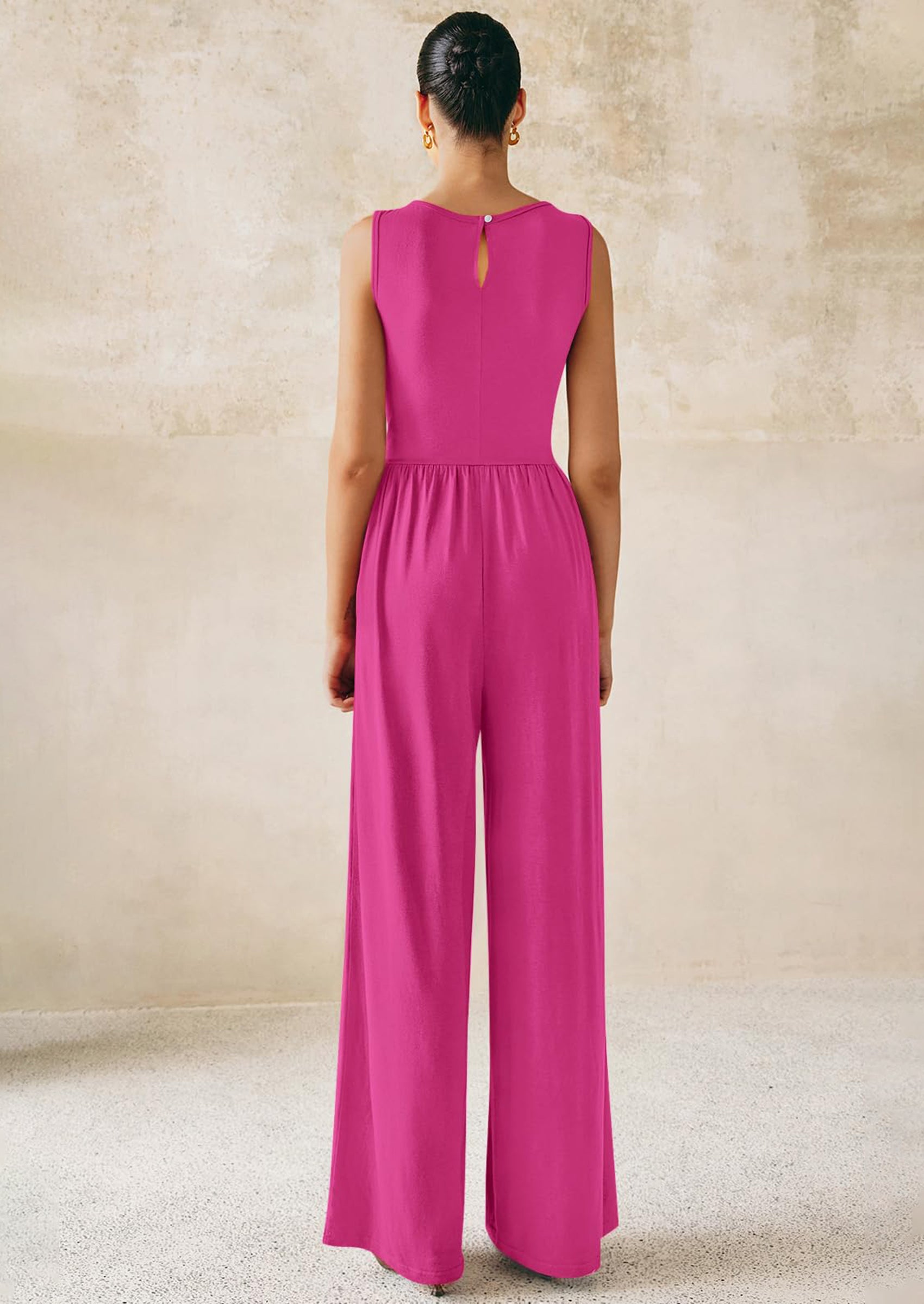 PRETTYGARDEN One Piece Jumpsuits for Women Dressy Casual Sleeveless Crewneck Wide Leg Rompers Jumpers Vacation Summer Outfits