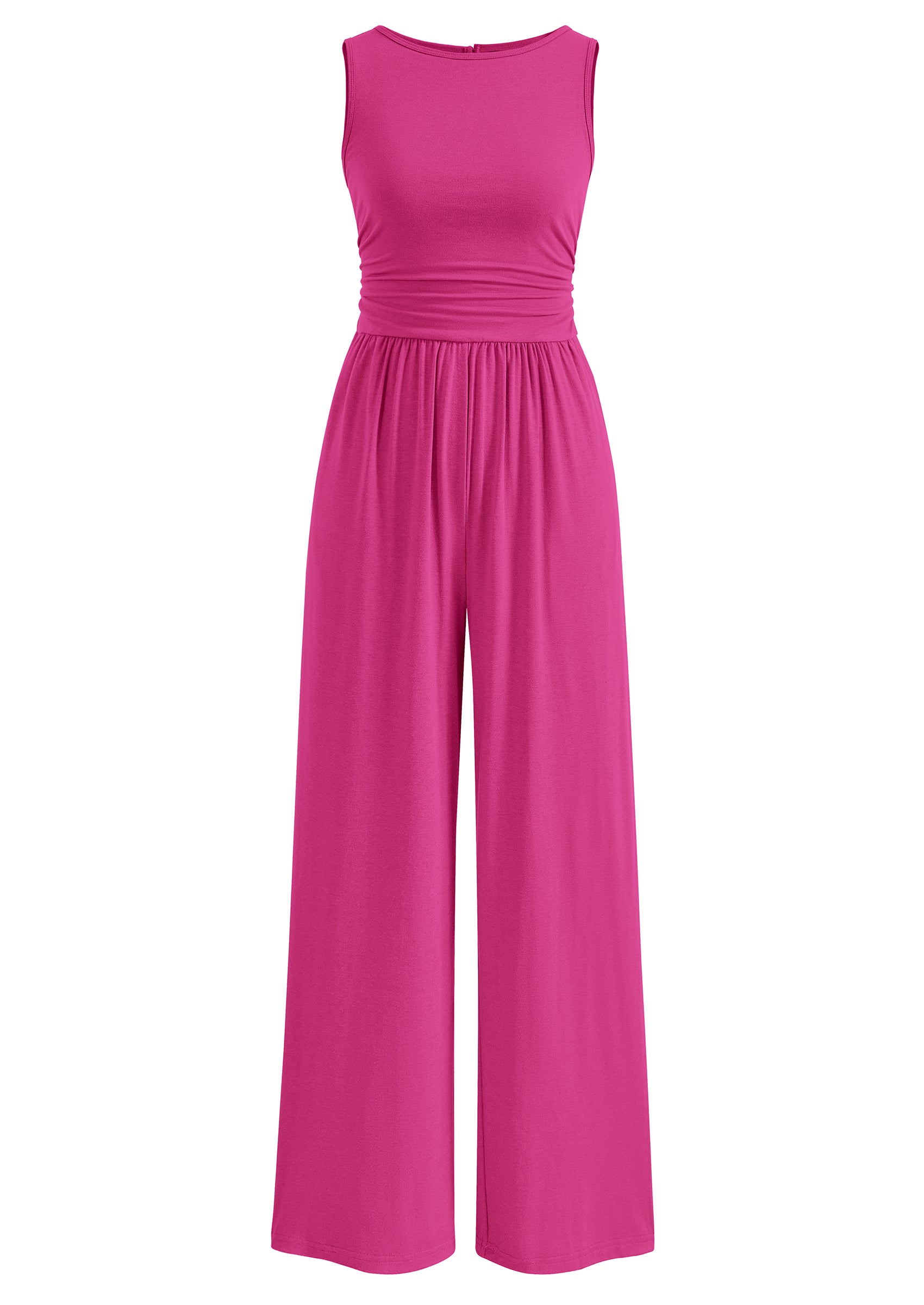 PRETTYGARDEN One Piece Jumpsuits for Women Dressy Casual Sleeveless Crewneck Wide Leg Rompers Jumpers Vacation Summer Outfits