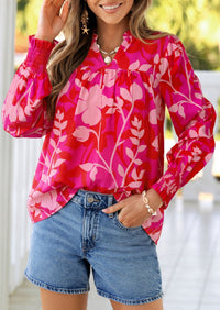 PRETTYGARDEN Women's Boho Floral Blouses Dressy Casual | Trendy Printed, Long Sleeve V Neck Tops, Bohemian Polka Dot Striped Shirt, Going Out Vacation Outfits, Fall Fashion Clothing