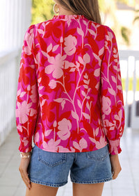 PRETTYGARDEN Women's Boho Floral Blouses Dressy Casual | Trendy Printed, Long Sleeve V Neck Tops, Bohemian Polka Dot Striped Shirt, Going Out Vacation Outfits, Fall Fashion Clothing