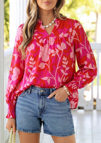 PRETTYGARDEN Women's Boho Floral Blouses Dressy Casual | Trendy Printed, Long Sleeve V Neck Tops, Bohemian Polka Dot Striped Shirt, Going Out Vacation Outfits, Fall Fashion Clothing