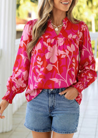 PRETTYGARDEN Women's Boho Floral Blouses Dressy Casual | Trendy Printed, Long Sleeve V Neck Tops, Bohemian Polka Dot Striped Shirt, Going Out Vacation Outfits, Fall Fashion Clothing