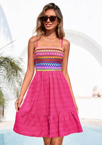 PRETTYGARDEN Womens Summer Dresses Paisley Spaghetti Strap Sleeveless Smocked A Line Boho Mini Dress with Pockets PRETTYGARDEN