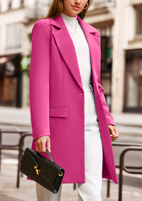 PRETTYGARDEN Women's Spring Fall Long Blazer Jackets Long Sleeve Lapel Pockets Loose Fit Work Casual Blazers Outerwear