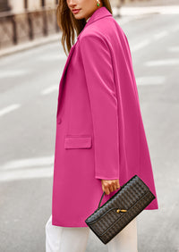 PRETTYGARDEN Women's Spring Fall Long Blazer Jackets Long Sleeve Lapel Pockets Loose Fit Work Casual Blazers Outerwear