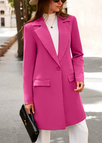 PRETTYGARDEN Women's Spring Fall Long Blazer Jackets Long Sleeve Lapel Pockets Loose Fit Work Casual Blazers Outerwear