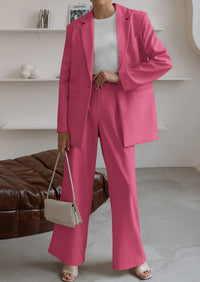 PRETTYGARDEN Women's Fall Two Piece Outfits Dressy Blazer Jacket and Wide Leg Pants Pockets Business Casual Office Suit Sets