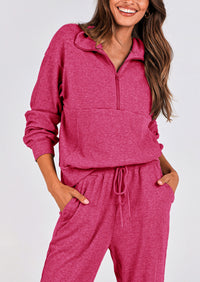 PRETTYGARDEN Women's Fall 2 Piece Lounge Sets Zip Up Sweatshirt Jogger Pants Sweat Track Suits Travel Outfit Winter Clothing