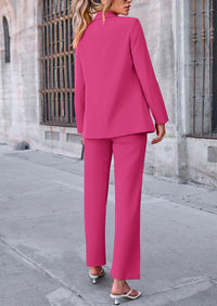 PRETTYGARDEN 2 Piece Blazer Outfits Business Casual Oversized Jacket Wide Leg Work Pants Dressy Suit Set