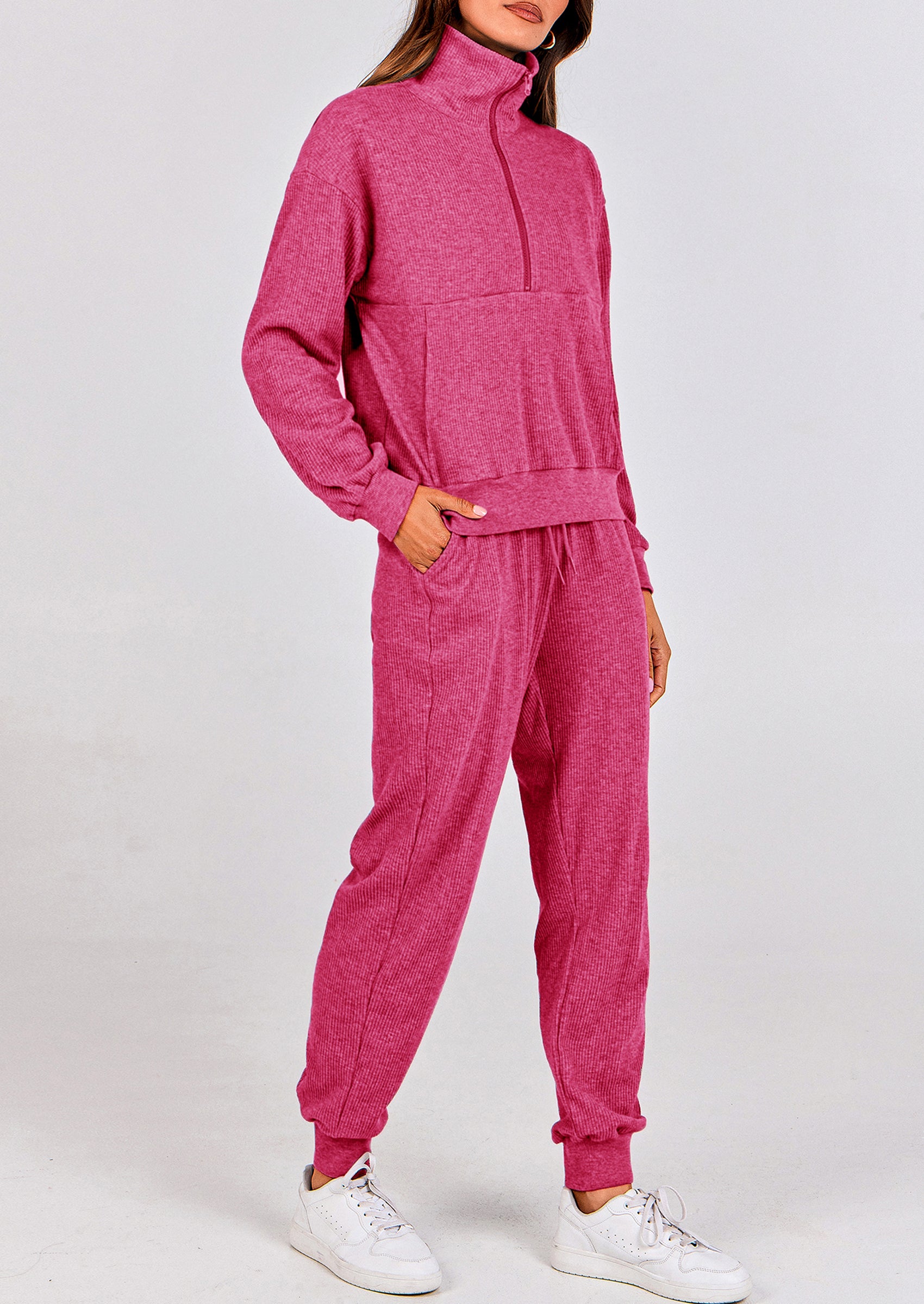 PRETTYGARDEN Women's Fall 2 Piece Lounge Sets Zip Up Sweatshirt Jogger Pants Sweat Track Suits Travel Outfit Winter Clothing