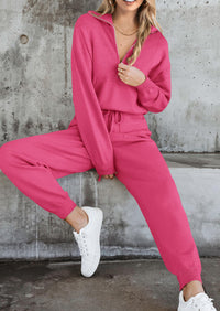 PRETTYGARDEN Women's 2 Piece Sweater Set Pullover Zip Up Sweatshirt Jogger Sweatpants Tracksuit Casual Outfit