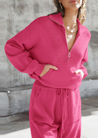 PRETTYGARDEN Women's 2 Piece Sweater Set Pullover Zip Up Sweatshirt Jogger Sweatpants Tracksuit Casual Outfit