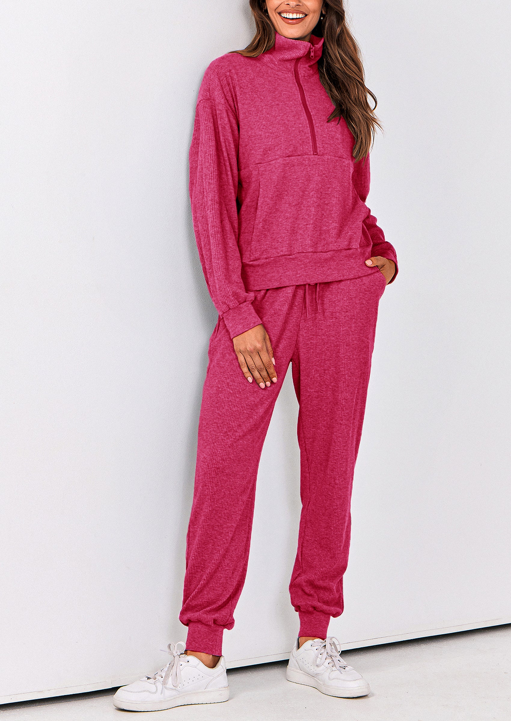 PRETTYGARDEN Women's Fall 2 Piece Lounge Sets Zip Up Sweatshirt Jogger Pants Sweat Track Suits Travel Outfit Winter Clothing