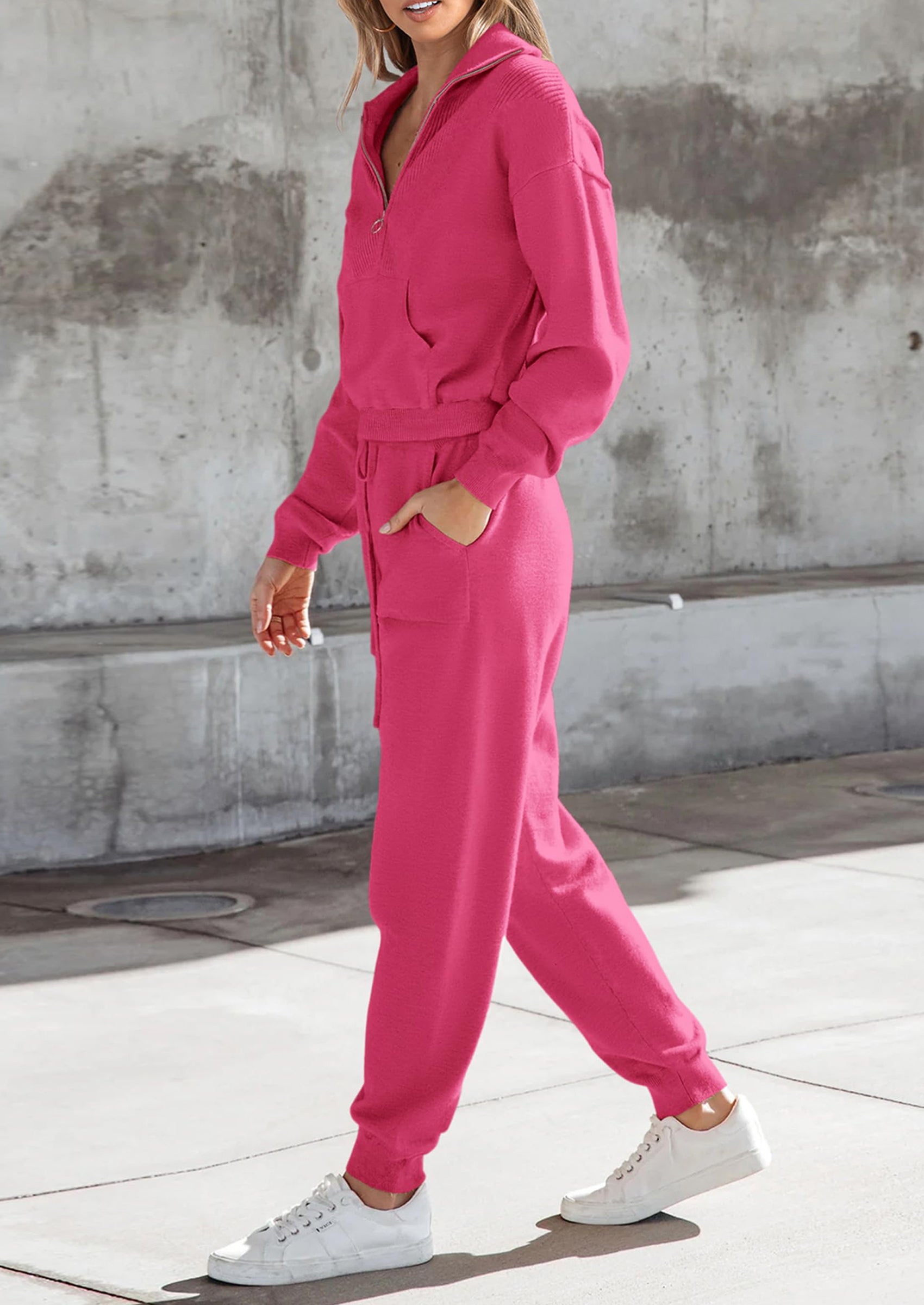 PRETTYGARDEN Women's 2 Piece Sweater Set Pullover Zip Up Sweatshirt Jogger Sweatpants Tracksuit Casual Outfit