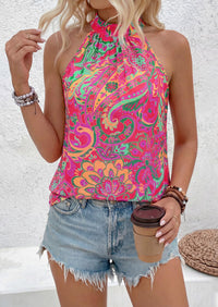 PRETTYGARDEN Halter Tops for Women Summer High Neck Boho Tank Top Sleeveless Beach Vacation Clothes Casual Blouse Shirts PRETTYGARDEN