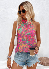 PRETTYGARDEN Halter Tops for Women Summer High Neck Boho Tank Top Sleeveless Beach Vacation Clothes Casual Blouse Shirts PRETTYGARDEN