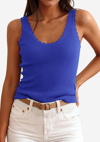 PRETTYGARDEN Womens Summer Sleeveless Tank Tops V Neck Ruffle Lightweight Ribbed Knit Shirt Casual Going Out Top PRETTYGARDEN