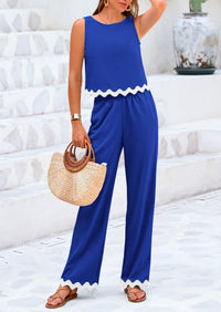 Sleeveless Tank Crop Top Wide Leg Pants Set