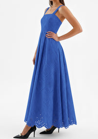 PRETTYGARDEN Womens Sleeveless Maxi Summer Dresses Hollow Out Eyelet Square Neck Ruffle Flowy Beach Vacation Sundress PRETTYGARDEN