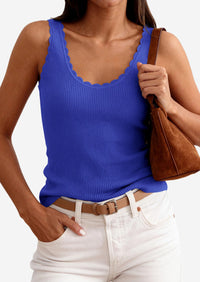 PRETTYGARDEN Womens Summer Sleeveless Tank Tops V Neck Ruffle Lightweight Ribbed Knit Shirt Casual Going Out Top PRETTYGARDEN