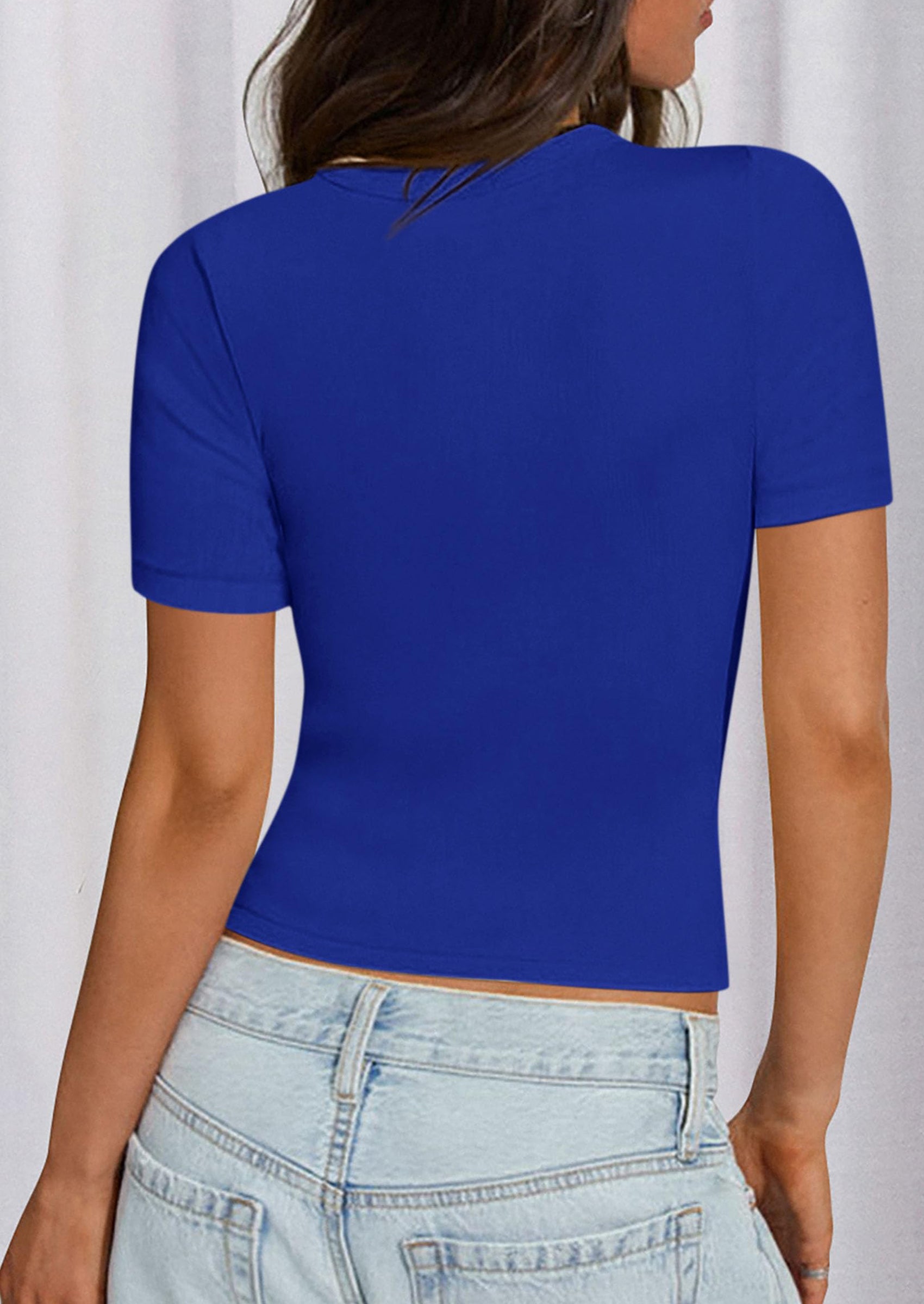 PRETTYGARDEN Women Summer Crew Neck Short Sleeve Tops Ribbed Knit Slim Fit Fashion Basic Tee Shirts Casual Going Out Top PRETTYGARDEN