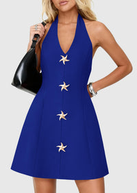 PRETTYGARDEN Cocktail Dresses for Women Short Summer Elegant Halter V Neck Sleeveless A Line Spring Mini Party Dress PRETTYGARDEN