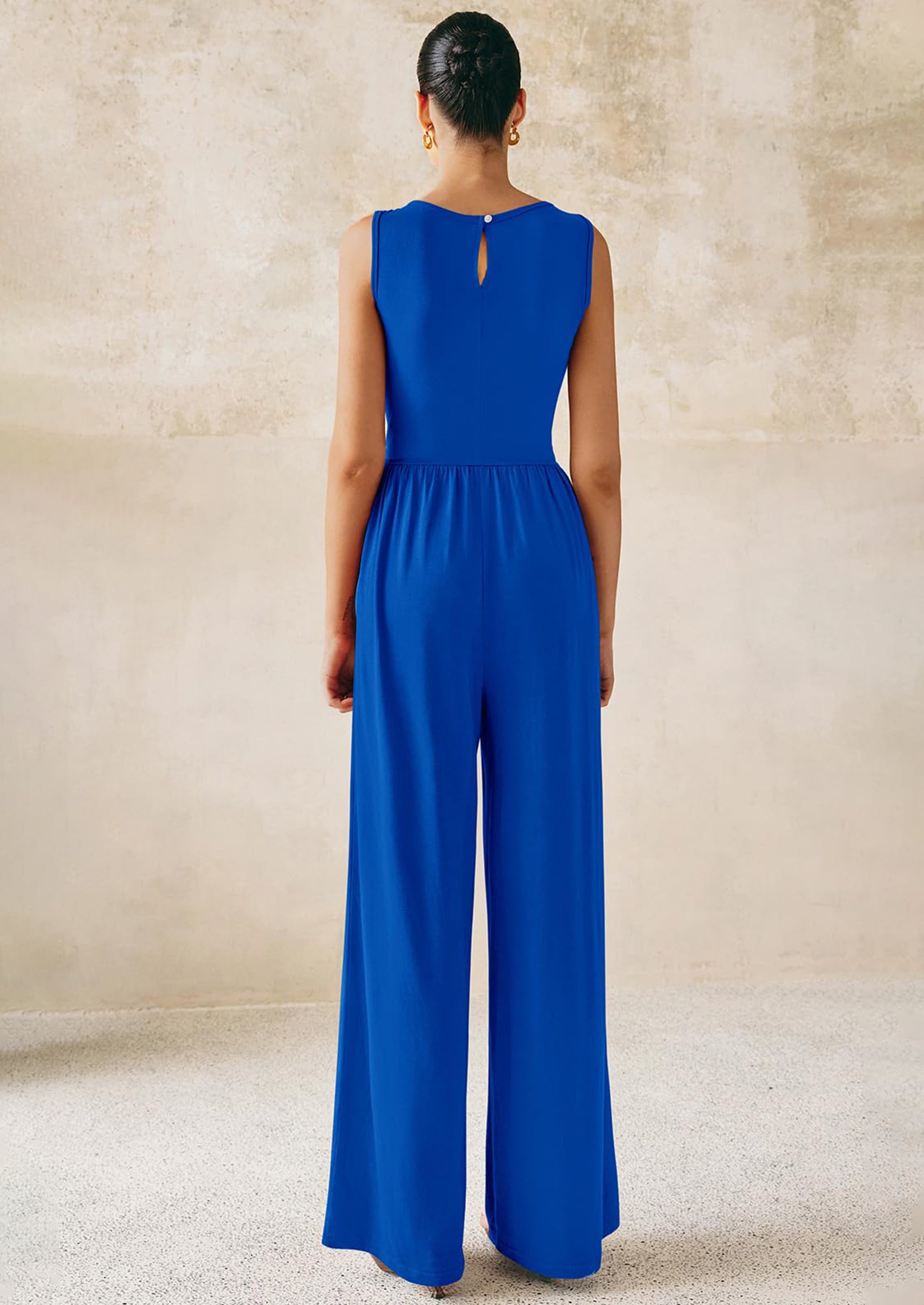 PRETTYGARDEN One Piece Jumpsuits for Women Dressy Casual Sleeveless Crewneck Wide Leg Rompers Jumpers Vacation Summer Outfits