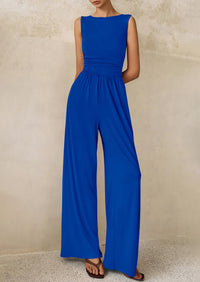 PRETTYGARDEN One Piece Jumpsuits for Women Dressy Casual Sleeveless Crewneck Wide Leg Rompers Jumpers Vacation Summer Outfits