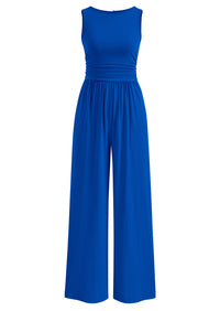PRETTYGARDEN One Piece Jumpsuits for Women Dressy Casual Sleeveless Crewneck Wide Leg Rompers Jumpers Vacation Summer Outfits