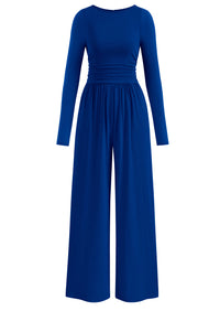 PRETTYGARDEN One Piece Jumpsuits for Women Dressy Casual Long Sleeve Crewneck Wide Leg Romper Overalls Spring Outfits 2026