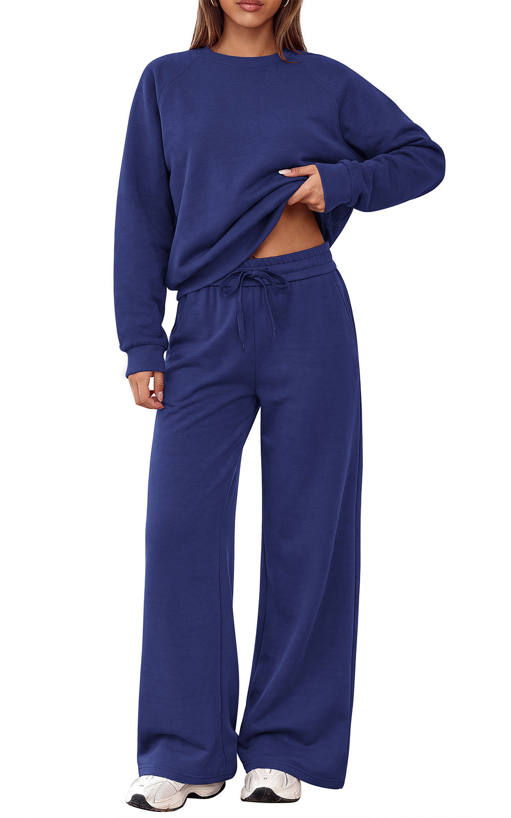 PRETTYGARDEN 2 Piece Lounge Sets Fall Matching Sweatsuits Women Clothing | Loose Crewneck Sweatshirts & Wide Leg Pants Pockets, Casual Sweat Set, Airport Travel Vacation 0utfits, Fashion Tracksuits